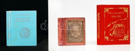 3 db minikönyv-Sz.Simon István: Kalászszedés ólomszérűn. Szeged, 1990. Kiadói papírkötés, kopottas állapotban; Földalatti erdők, Válogatás bányász-témájú versekből. Bp., 1993. Kiadói aranyozott műbőr kötés, kissé kopottas állapotban; A borsodi bányászat a feudalizmus korában (1786-1848). Miskolc, 1986. Kiadói egészvászon kötés, fém rátéttel, kopottas állapotban.