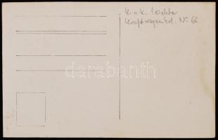 1916 K.u.k leichte Kraftwagenkolonne, gépkocsioszlop pihenője, hátoldalon feliratozva, fotólap, 14x9...