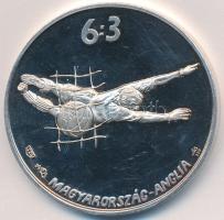 Lapis András (1942-) / Szabó Géza (1939-) 1993. "6:3 Magyarország-Anglia" Az évszázad mérkőzésének 40. évfordulójára készült Ag emlékérem (1 uncia/0.999/42.5mm) tanúsítvánnyal T:PP karc
