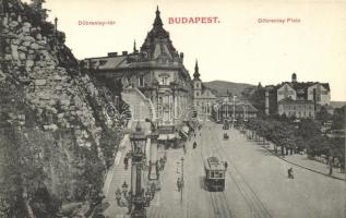 Budapest I. Döbrentey tér, villamos, Purgo üzlet,