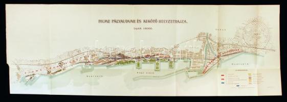cca 1910 A Fiumei kikötő és pályaudvar helyzetrajza. Készítője ismeretlen. / 1910 Map of the Port and railway station of Fiume 35x100 cm