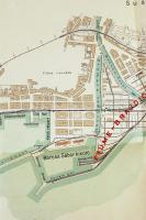 cca 1910 A Fiumei kikötő és pályaudvar helyzetrajza. Készítője ismeretlen. / 1910 Map of the Port an...