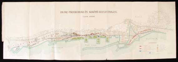 cca 1910 A Fiumei kikötő és pályaudvar helyzetrajza. Készítője ismeretlen. / 1910 Map of the Port and railway station of Fiume 35x100 cm