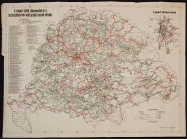 cca 1910 Magyar Királyi Államvasutak és a kezelésükben lévő helyi érdekű vasutak térképe / Map of the Hungarian railways 64x94 cm