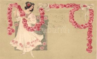 Meissner & Buch, Blumenreigen Serie 1449 / floral litho art postcard