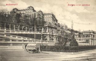 Budapest I. Ársétány a királyi palotával, Hirsch Mihály bódéja  (fl)