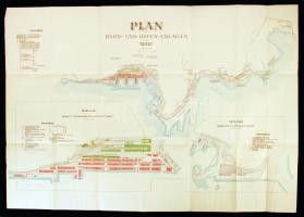 cca 1900 Trieszt kikötői és vasúti térképe / cca 1900 Map of the shipyard and railway connections of Trest 100x70 cm