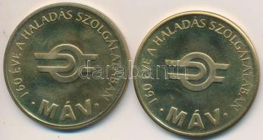 2006. "MÁV 160 éves" (2x) fém emlékérmek (40mm) T:BU