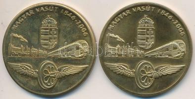 2006. "MÁV 160 éves" (2x) fém emlékérmek (40mm) T:BU