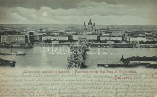 1898 Budapest, Lánchíd, Királyi palota, hajó (EK)