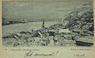 1898 Budapest I. Tabán a Gellértheggyel télen