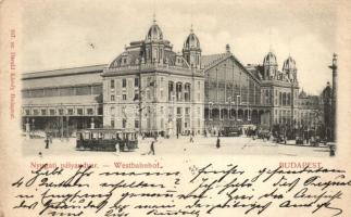 1899 Budapest VI. Nyugati pályaudvar, villamos, kiadja Divald Károly (EK)