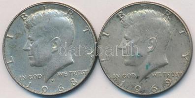 Amerikai Egyesült Államok 1968D-1969D 1/2$ Ag "Kennedy" (2x) T:2,2-
USA 1968D-1969D 1/2 Do...