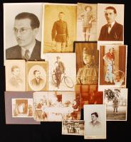 cca 1900-1960 15 darabos érdekes fotó tétel, benne portrék, katonai fotók, családi fényképek vegyesen, különböző formátumokban.