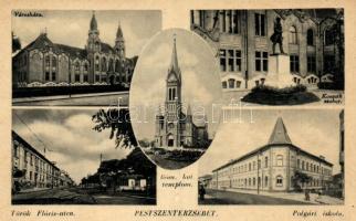 Budapest XX. Pestszenterzsébet, Török Flóris utca, Polgári iskola, Városháza, Kossuth szobor