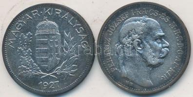 1912. 1K Ag "Ferenc József" + 1927. 1P Ag T:2,2-
Adamo K5.1,P6