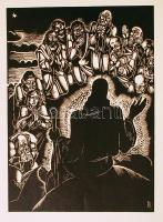 Dallos Hanna (1907-1945): Mi atyánk. Fametszet sorozat (10db), papír, jelzett a dúcon, 28x40 cm