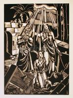 Dallos Hanna (1907-1945): Mi atyánk. Fametszet sorozat (10db), papír, jelzett a dúcon, 28x40 cm