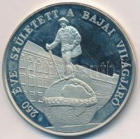 Bognár György (1944-) 1989. "250 éve született a Bajai Világjáró - Jelky András / M.É.E. Bajai Csoportja" fém emlékérem (42.5mm) T:PP ujjlenyomatos