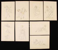 Ejk jelzéssel: Pornográf rajzok (8 db). Ceruza, papír, 13×9 cm