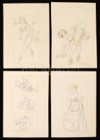 Ejk jelzéssel: Pornográf rajzok (8 db). Ceruza, papír, 13×9 cm