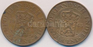 Holland Kelet-India 1945. 2-1/2c Br (2x) T:2,2- Netherlands East Indies 1945. 2-1/2 Cents Br (2x) C:XF,VF Krause KM# 316