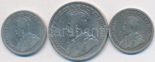 Kanada 1918-1920. 10c Ag "V. György" (2xklf) + 1919. 25c Ag "V. György" T:3
Cana...