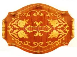 Intarziás fa tálca, 38x28 cm