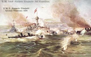 SMS Kaiserin Elisabeth harcban Kautcsau előtt / K.u.K. navy, battle at at Kiautschou Bay; B.K.W.I. 259-42 s: Heumesser
