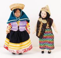 2 db népi ruhás kerámia baba, m: 22 és 24 cm