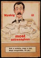 cca 1930 Magyar bankegyesület Rt. nyereményjátékának, kihajtható, mechanikus reklámja / mechanic commercial