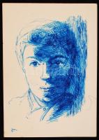 Zemplényi Magda (1899-1965): Férfi fej Toll, papír, jelzett, 20×13 cm