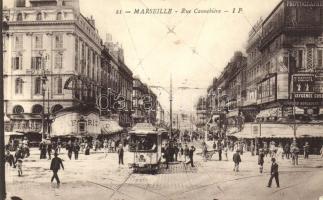 Marseille, Rue Cannebiere / street, tram, shops (EK)