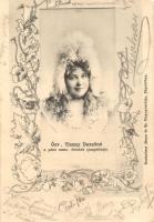 Özv. Tiszay Dezsőné; a pécsi nemzeti színház igazgatónéje; Rechnitzer János és fia fénynyomdája, Zágráb; floral (levágott / cut)