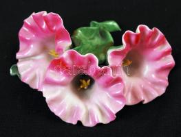 Herendi kézzel festett porcelán rózsa, pici hibával, jelzett, 10,5×10,5 cm