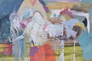 Ruttka Ferenc (1926): Akt fotelben. Tempera, fa.  25x35 cm