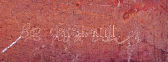 Ruttka Ferenc (1926): Szoba, kilátással. Tempera, fa. Jelzett 25x35 cm