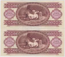 1989. 100Ft (2x) egymás utáni sorszámmal, nyomdai papírráncokkal és festékfoltokkal T:I
Adamo F36