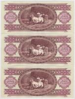 1992. 100Ft (3x) sorszámkövetőek, nyomdai papírráncokkal T:I,I- (hajtatlanok)