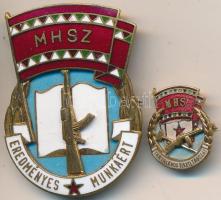 ~1970. "MHSZ Eredményes Munkáért" zománcozott fém kitüntetés + DN "Tartalékos Tiszti Tagozat" zománcozott fém miniatűr T:2