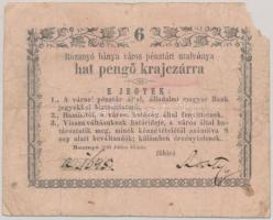 Rozsnyó 1849. 6Kr rózsaszín papíron T:III-/IV