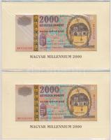 2000. 2000Ft "Millennium" (2x) egymás utáni sorszámmal, eredeti díszcsomagolásban, tájékoztatóval T:I Adamo F56A