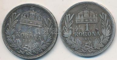 1894-1915. 1K Ag "Ferenc József" (2x) T:2-