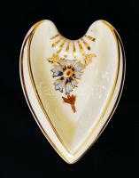 Zsolnay búzavirág mintás szívecske, kézzel festett, jelzett, hibátlan, 11×8 cm /  Zsolnay porcelain bowl