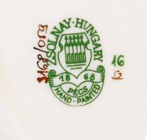 Zsolnay búzavirág mintás szívecske, kézzel festett, jelzett, hibátlan, 11×8 cm / 
Zsolnay porcelain ...