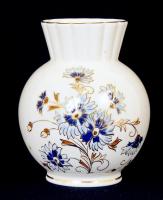 Kézzel festett búzavirág mintás Zsolnay porcelán váza, jelzett, hibátlan, m: 12 cm / Handpainted Zsolnay chinaware vase