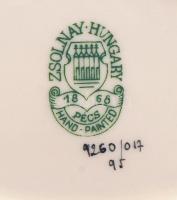 Zsolnay kézzel festett virágmintás hamutartó tálkák (2 db), kézzel festett, hibátlan, jelzett, 12x8 ...