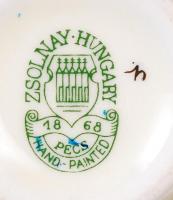 Zsolnay virágmintás kis váza, kézzel festett, hibátlan, jelzett, m:13 cm