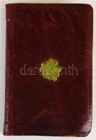 1938 Bőrkötéses, lóherés mini tárca naptár, belül, kissé elvált kötéssel