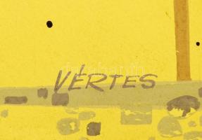 Vértes György (1930-1979): Füles címlapterv, vegyes technika, papír, jelzett, 30×21 cm